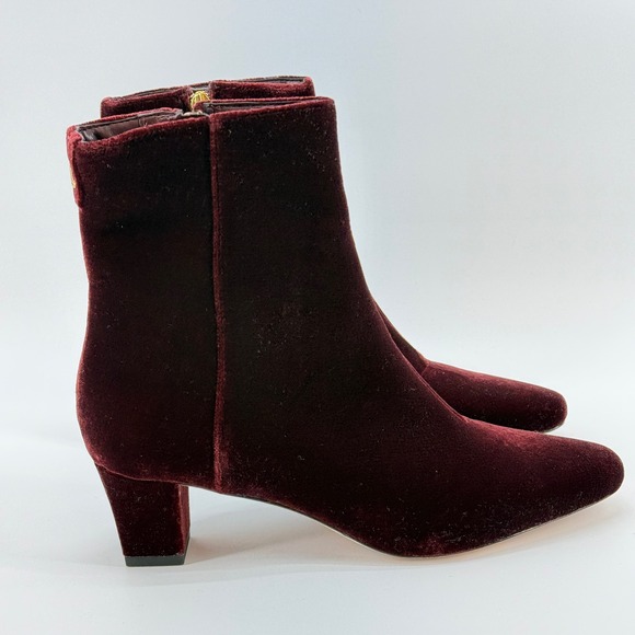 Lauren Ralph Lauren Willa Velvet Bootie Ankle Boots Zipper Burgundy Size 6 NEW - Picture 4 of 13